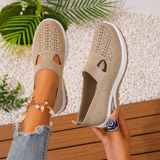 Zapatillas Deportivas Ligeras de Malla Transpirable para Mujer – Sin Cordones, Suela Plana, Comodidad Total