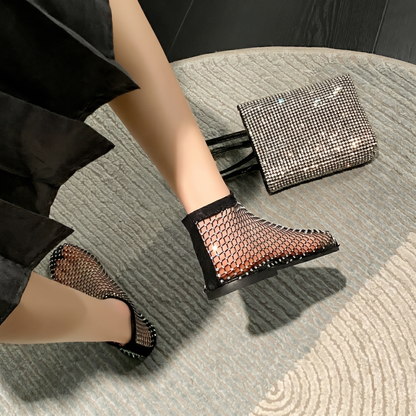 Zapatos planos casuales para mujer, sandalias bajas de malla transpirable, estilo sin cordones.