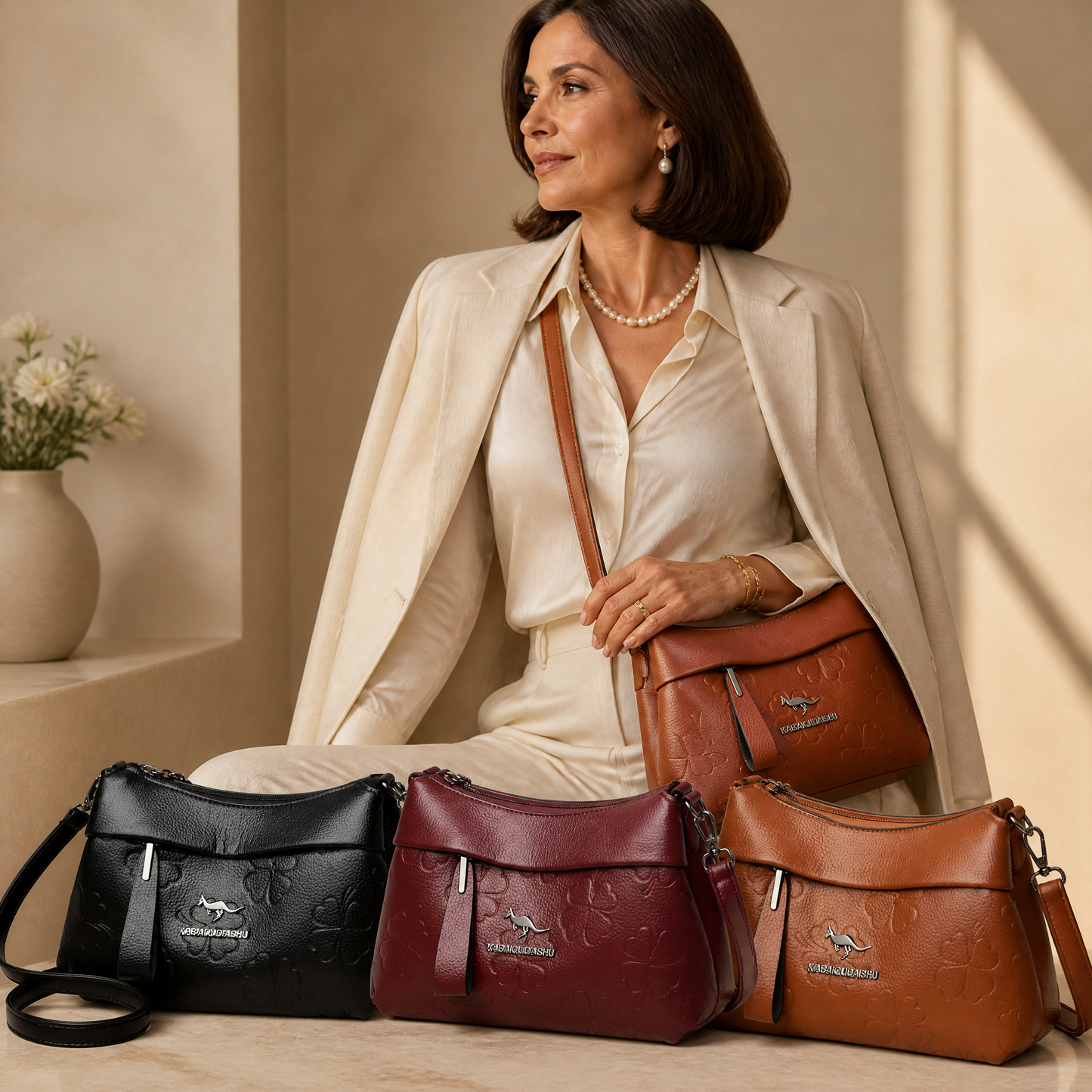 Bolso de hombro casual para mujer, de gran capacidad, con estampado moderno; bolso bandolera cruzado para mamá