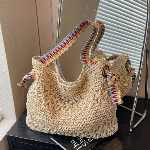 Bolso de paja tejida, tote bandolera versátil para el día a día, nuevo 2026