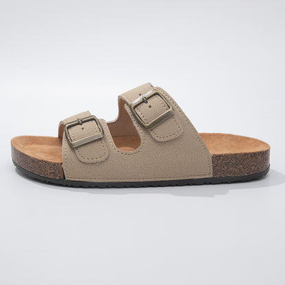 Sandalias de cuero, plantilla cómoda, chanclas de suela gruesa