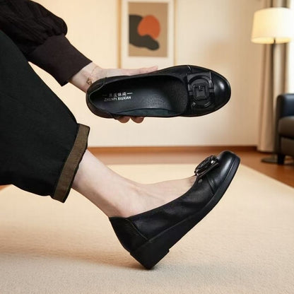 100% piel auténtica, zapatos de cuña de suela blanda antideslizante, sin cansar los pies