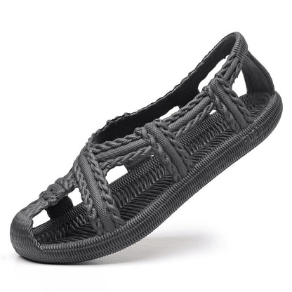 Sandalias de tejido vintage, suela blanda antideslizante, unisex