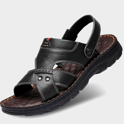 Sandalias de cuero genuino para hombre, suela blanda antideslizante y resistente al desgaste