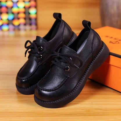 Cuero genuino artesanal, zapatos de cuero suave cómodos de suela gruesa