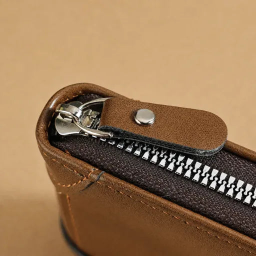Billetera de cuero para hombre nueva 2026, tarjetero con cremallera estilo vintage