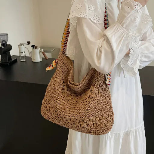 Bolso de paja tejida, tote bandolera versátil para el día a día, nuevo 2026