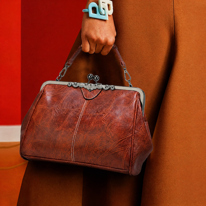 Elegante Bolso Retro de Mujer en Cuero Sintético, Bolso de Hombro y Bandolera de Gran Capacidad