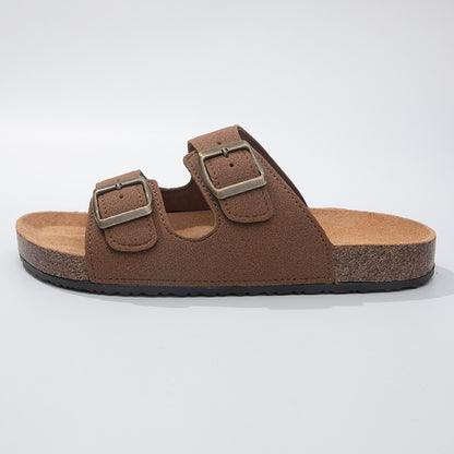 Sandalias de cuero, plantilla cómoda, chanclas de suela gruesa