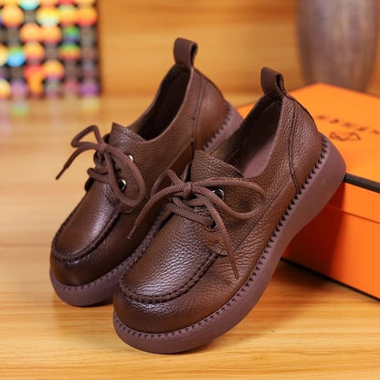 Cuero genuino artesanal, zapatos de cuero suave cómodos de suela gruesa