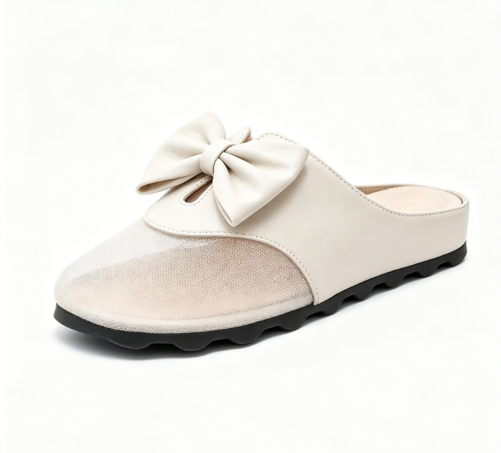 Nuevas sandalias deslizantes de cuero suave, malla y lazo