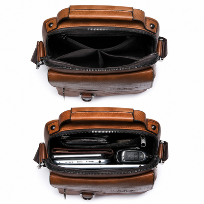 Bolso bandolera de cuero PU unisex, estilo urbano vintage, bolso de gran capacidad para el día a día