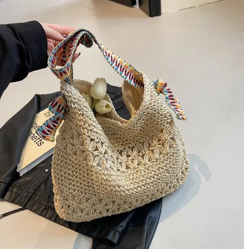 Bolso de paja tejida, tote bandolera versátil para el día a día, nuevo 2026
