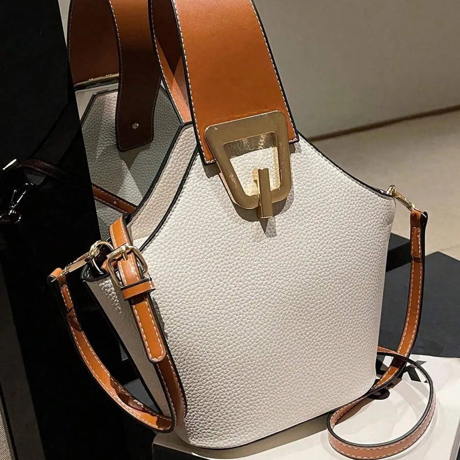 Un bolso de mano de cuero artificial elegante y multifuncional con una correa de hombro ajustable y portátil