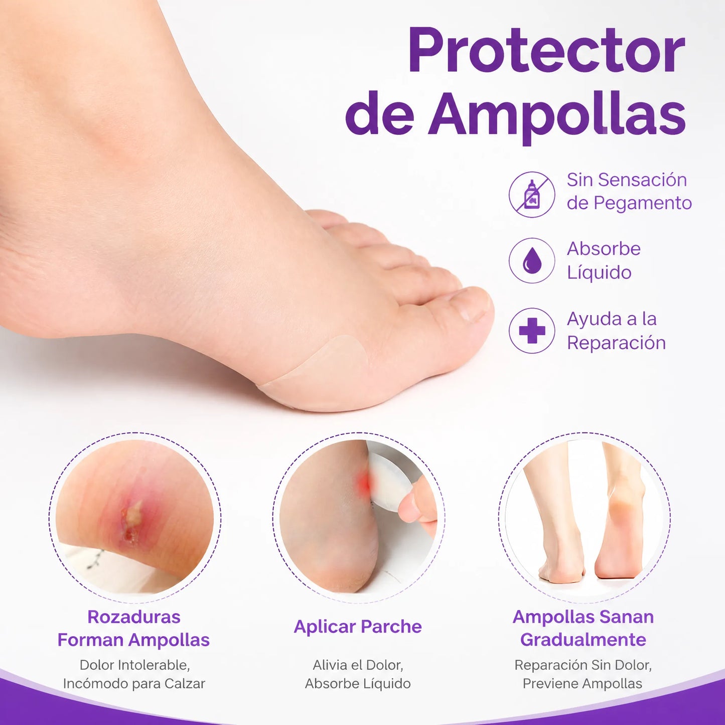Almohadillas antifricción para tacones altos, almohadillas para talones, almohadillas antifricción de hidrogel estériles