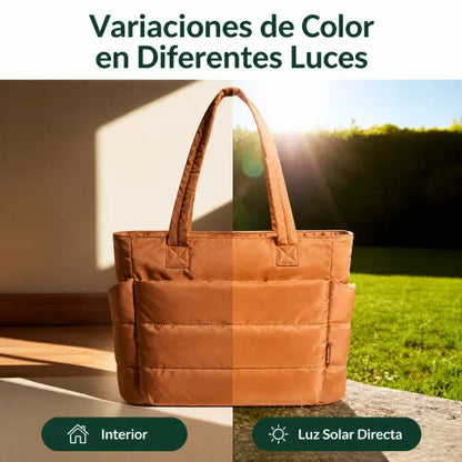 Bolso de mano de gran capacidad para mujer, tote acolchado ligero y de aspecto lujoso