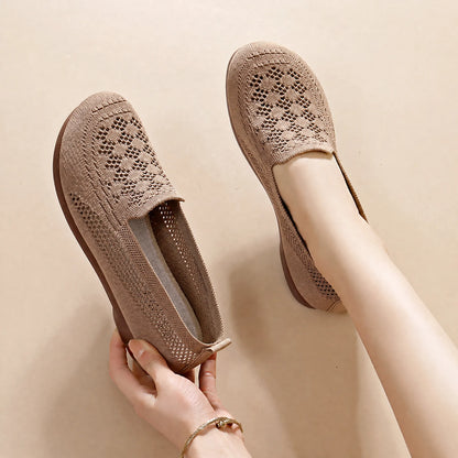 Zapatos de malla calada de suela blanda para mujer, nuevos 2026, loafers ligeros y transpirables