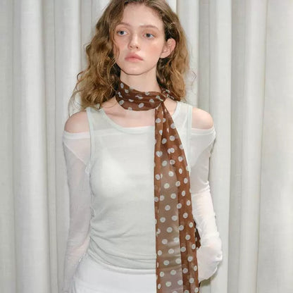 Pañuelo de lunares, bufanda elegante para el cuello, fina para primavera y verano