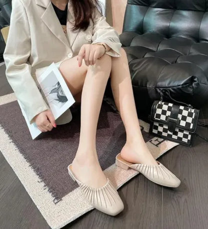 Zapatos planos con punta cerrada nuevos 2026, sandalias cómodas y antideslizantes, suela blanda slip-on
