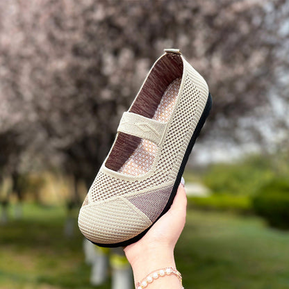 Zapatos de verano cómodos y transpirables de suela blanda para mujer, slip-on de suela plana