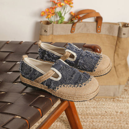 Zapatos planos bordados estilo étnico, suela blanda