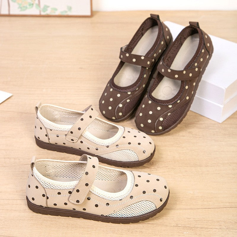 Zapatos Mary Jane para mujer, suela blanda transpirable de malla plana, calzado de tela de moda y versátil