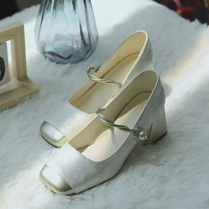 zapatos de tacón grueso estampados