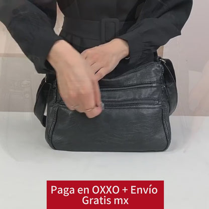 Bolso de piel de color liso