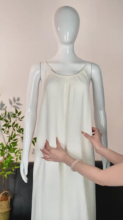 Vestido casual de tirantes en color liso para mujer, vestido largo elegante sin mangas, pijama interior femenino