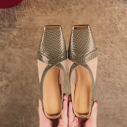 Mules de tacón medio con punta afilada al estilo francés