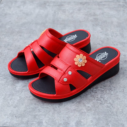 Sandalias de cuña antideslizante de suela gruesa para mujer, calzado de casa y playa