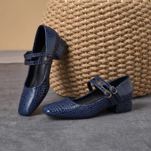 Zapatos de cuero de tacón grueso de 3 cm nuevos 2026