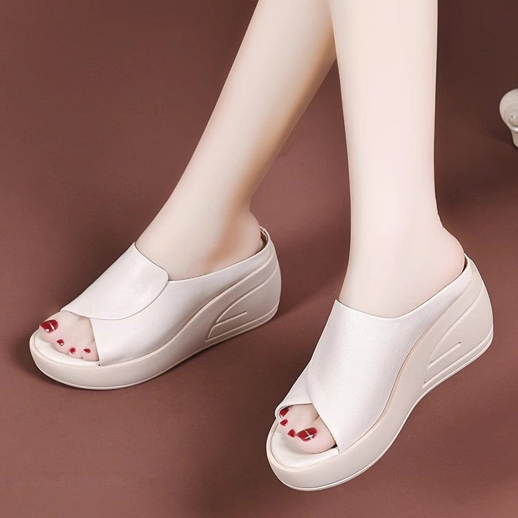 Sandalias de tacón alto de cuero genuino