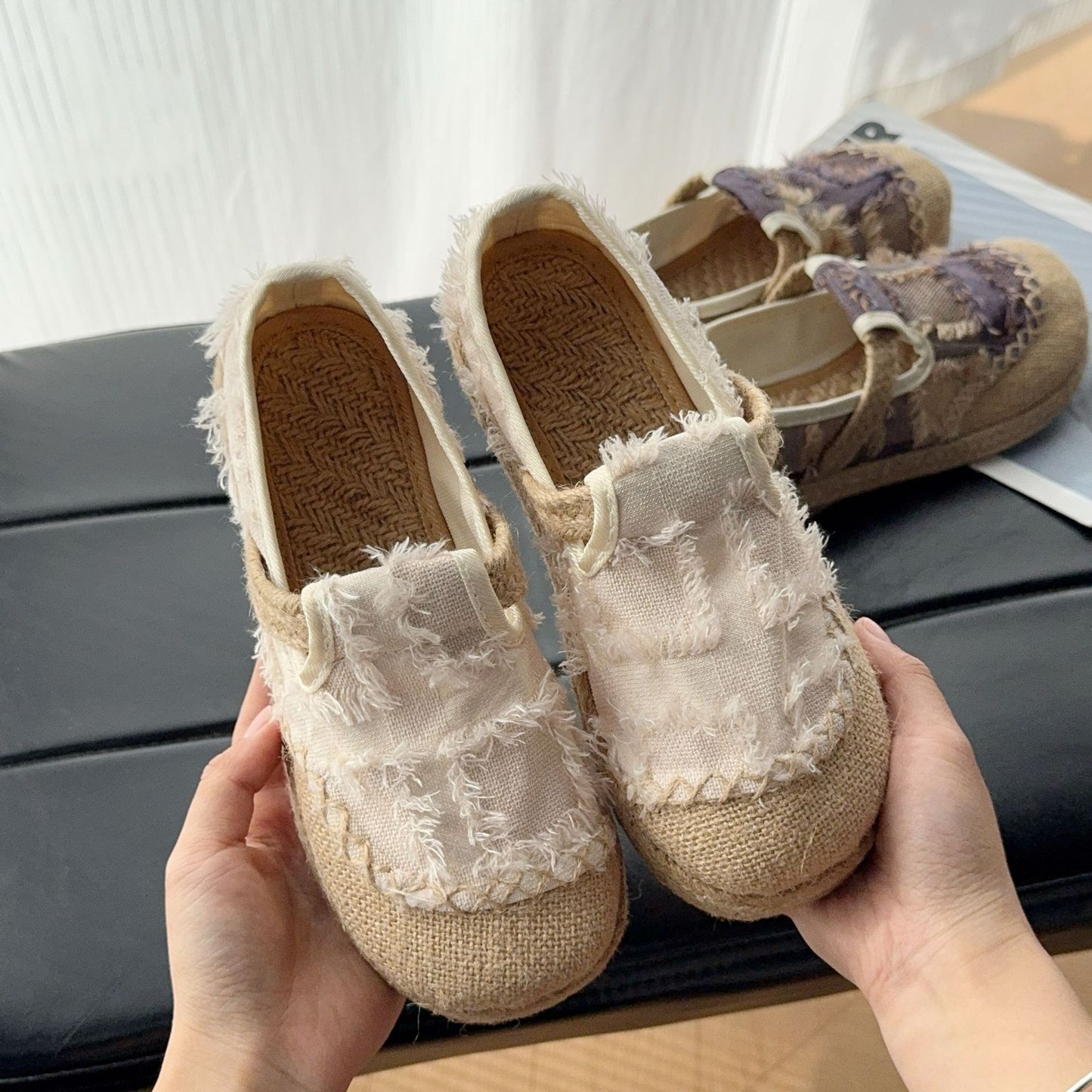 Zapatos planos bordados estilo étnico, suela blanda