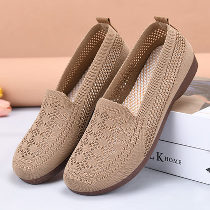 Zapatos de malla calada de suela blanda para mujer, nuevos 2026, loafers ligeros y transpirables