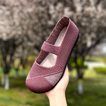 Zapatos de verano cómodos y transpirables de suela blanda para mujer, slip-on de suela plana