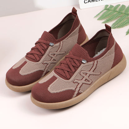 Zapatos casuales de malla tejida transpirable y cómodos, slip-on