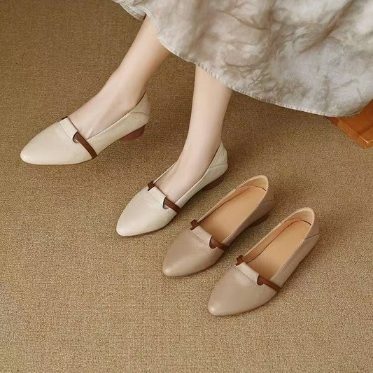 Piel de cordero, zapatos de cuero genuino vintage estilo francés, slip-on