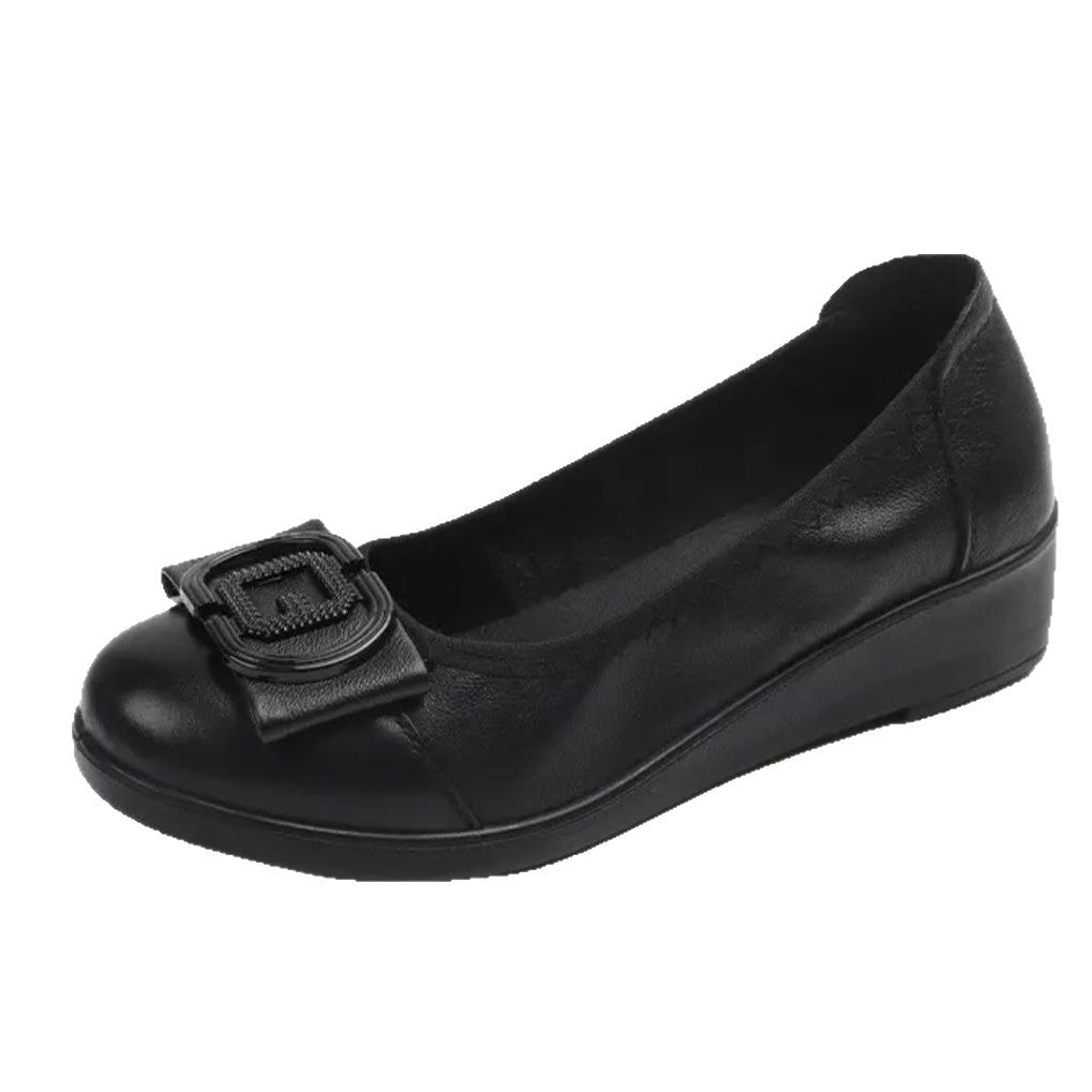 100% piel auténtica, zapatos de cuña de suela blanda antideslizante, sin cansar los pies