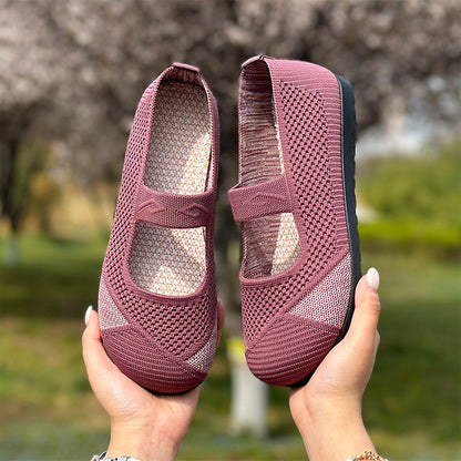 Zapatos de verano cómodos y transpirables de suela blanda para mujer, slip-on de suela plana