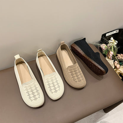 cómodas de malla, zapatos de suela blanda transpirable con diseño calado