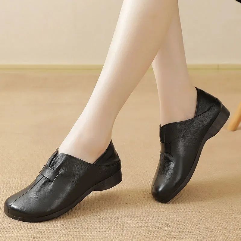 Zapatos de cuero genuino de suela blanda, suaves y cómodos
