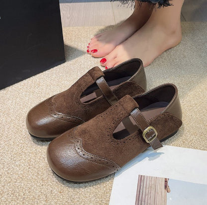 Zapatos planos de punta cuadrada estilo vintage francés, calzado de cuero suave y cómodo