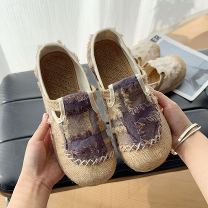 Zapatos planos bordados estilo étnico, suela blanda
