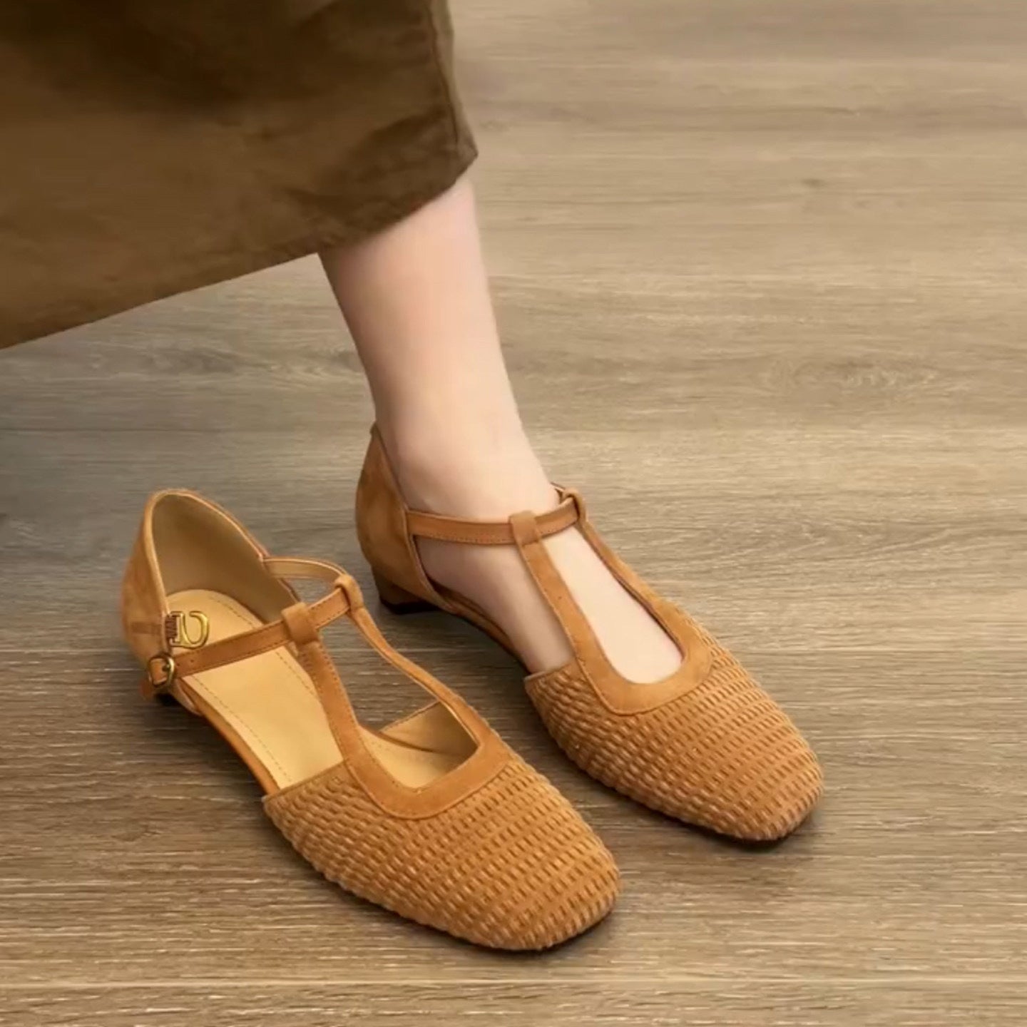 Sandalias vintage con punta cerrada, zapatos romanos de tacón grueso