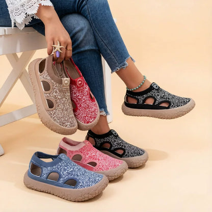 Slip-on, sandalias caladas transpirables casuales, cómodas y versátiles