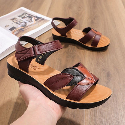 Sandalias de cuero genuino suave y suela blanda, antideslizantes y cómodas