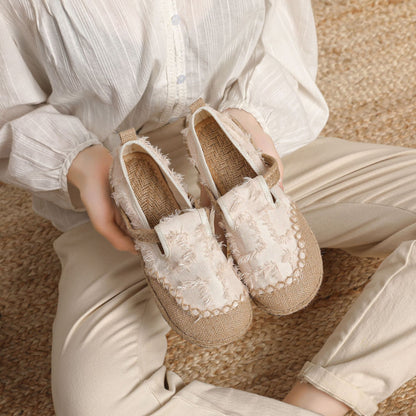 Zapatos planos bordados estilo étnico, suela blanda