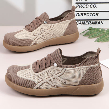Zapatos casuales de malla tejida transpirable y cómodos, slip-on