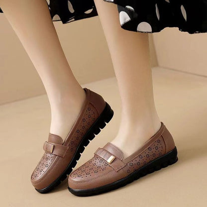 Zapatos de cuero antideslizantes de suela blanda para mujer, transpirables, cómodos y sin cansar los pies